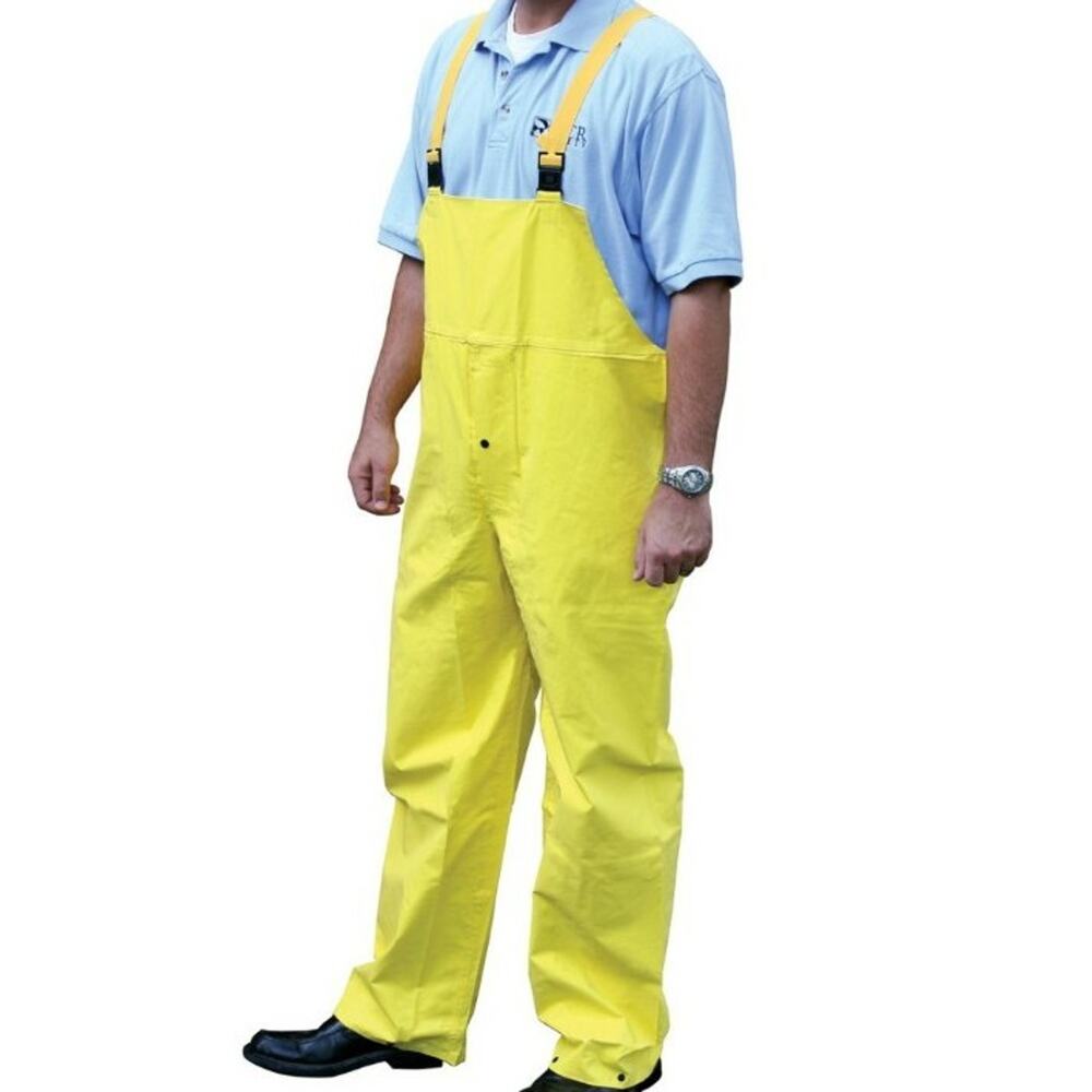 River City PVC Flame Resistant Bib Pants RAIN Boat Yellow Fishing NWOT (b-53)
